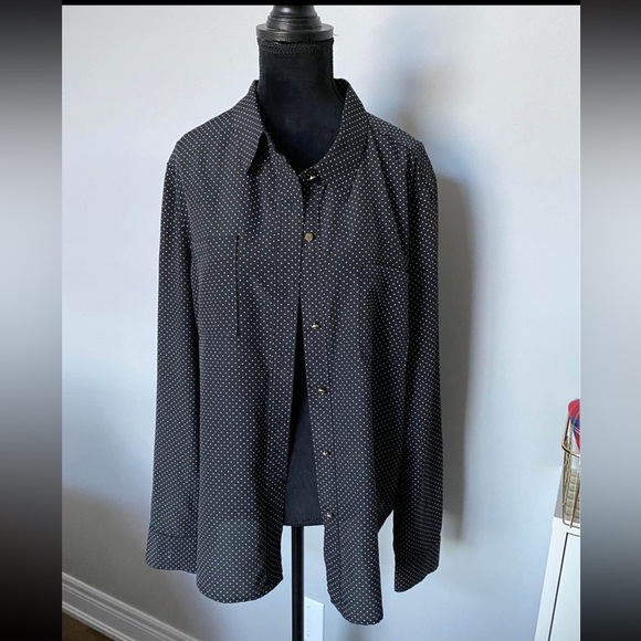 JUICY COUTURE Polka Dot Button up women’s Long sleeve Blouse top size Large - Picture 3 of 6